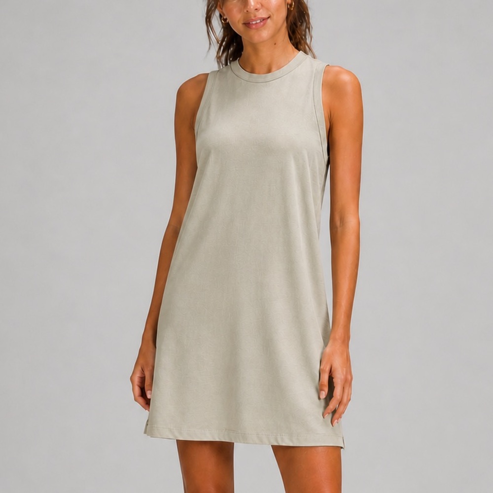 Lululemon Classic Fit Cotton Loycell Dress Sleeveless Tank Size 6 Beige Natural